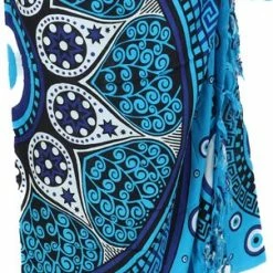 Beste Verkoop ✨ Om Namaste Sarong Pareo Saunadoek Wikkeljurk - 503 - Blauwe Mandala - Griekse Stijl ✔️