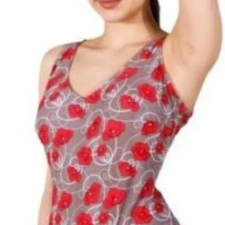 Flash-uitverkoop 🎁 Merkloos Badpakken- Vrouwen Badpak- Nieuwe Collectie Corrigerend Zwempak- Meisjes Badmode 771- Grijs/Rood Met Bloemendetails- Maat 40 😉