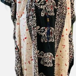 Gloednieuw 🎉 Merkloos Kaftan Met Aantrekkoord En Olifantenafbeelding One Size Wit/zwart ❤️