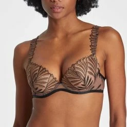 lingerie-dames-badmode Verkoop 3 Beste Verkoop ๐ Aubade Sensory Illusion Push Up Bh RCN08 Golden Leaves - Maat 75C ๐