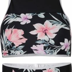 Beste Verkoop 🛒 La V Jongedames 👙 Bikini Sport Retro- Pink Flowers - XS (Valt Klein) ✔️