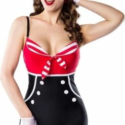 lingerie-dames-badmode Verkoop 7 Gloednieuw ๐งจ Belsira Badpak -S- Vintage Rood/Zwart ๐งจ