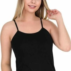 Goedkoopste 🎁 Merkloos Dames Hemd Lucky-sphagetti Bandjes- Zwart Maat L-Katoen- Hoge Kwalitetit ✨