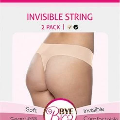 Top 10 ✔️ Bye Bra Onzichtbare String, Naadloos Ondergoed Dames, String, Seamless String, Seamless Ondergoed Dames 2 Pack - Beige/Zwart, XL ❤️ -lingerie-dames-badmode Verkoop 539x840 2