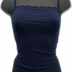 Goedkoopste 👍 Merkloos Lydia Dames Spaghetti Hemdje Met Kant Donker Blauw Maat XXL 🤩