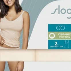 Goedkoopste 🥰 Sloggi GO Spaghetti Top 2-pack Brown 🔔 -lingerie-dames-badmode Verkoop 550x332