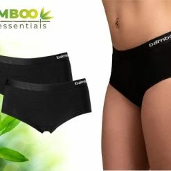 Goedkoopste ⭐ Bamboo Essentials - Ondergoed Dames - Hipster - Bamboe - 2 Stuks - Zwart - S - Lingerie - Boxershort Dames - Onderbroeken Dames - Dames Slips - Dames Ondergoed 🔥