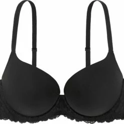 Goedkoop 🌟 Dorina BH Dames Met Beugel Claire - Zwarte BH - Push Up Beha - T-shirt BH - Kanten BH - 80A 😍