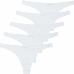 Begroting 🤩 Merkloos 5 Stuks Katoenen Dames Strings - Wit - Maat M 40/42 🌟