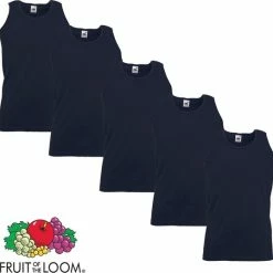 Gloednieuw 🤩 5 Pack Fruit Of The Loom Valueweight Sportshirt-Onderhemd Blauw Maat S 🎁
