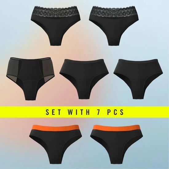 Promo π Merkloos Periodieke Week Complete Set - Menstruatie Ondergoed, Period Underwear, Period Panties, XXL (52), Zwart π₯ 3 Promo π Merkloos Periodieke Week Complete Set - Menstruatie Ondergoed, Period Underwear, Period Panties, XXL (52), Zwart π₯
