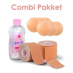 Begroting 💯 Merkloos Boob Tape 10 Meter (5,0 Cm Breed) + Gratis 300 ML Baby Olie - Beige - Plak BH - Strapless BH + Inclusief 6 Tepelcovers 🔥