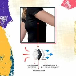 Uitgang 😀 Anti Zweet 👚 Shirt – Krexs - Ingenaaide Okselpads – Anti Transpirant – Ondershirt – Zwart - Dames 🔥 -lingerie-dames-badmode Verkoop 550x550 85