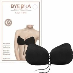 Flash-uitverkoop ✔️ Bye Bra Lace-It Bh, Zelfklevende Bh, Push-Up Bh, Plak BH Vetersluiting, Strapless En Backless Bh, Cup A-E, Zwart, D 🧨
