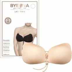 Flash-uitverkoop 👏 Bye Bra Lace-It Bh, Zelfklevende Bh, Push-Up Bh, Plak BH Vetersluiting, Strapless En Backless Bh, Cup A-E, Beige, E 🎉