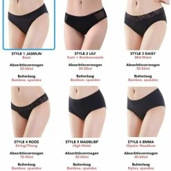 Kopen 🤩 Bamboozy Menstruatie Ondergoed Basic 4-laags Maat 3XL 46-48 Zwart Period Underwear Duurzaam Menstrueren Incontinentie Zero Waste Jasmijn 🥰 -lingerie-dames-badmode Verkoop 550x566