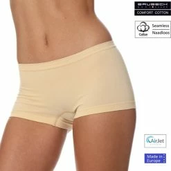 Kopen π Brubeck Dames Ondergoed Boxershorts - Naadloos Elastisch Katoen - Beige - M π