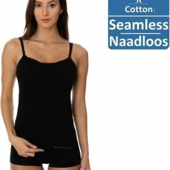 Beste recensies van ✨ Brubeck Dames Hemdje Met Spaghettibandjes - Naadloos Elastisch Katoen - Zwart - S 😉