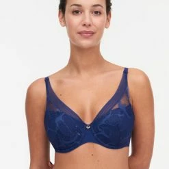 Goedkoopste ✨ Chantelle True Lace Plunge Spacer BH Blauw 70 D 🥰