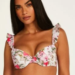 Begroting 👏 Hunkemöller Dames Badmode Voorgevormde Beugel 👙 Bikinitop Tropical - Wit - Maat F75 🛒