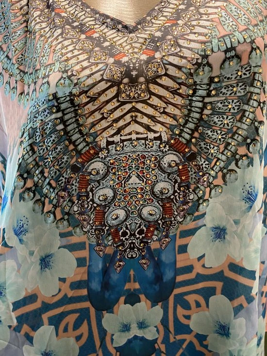 Aanbiedingen 𧨠Merkloos Kaftan Met Steentjes Extra Lang Onesize 42-50 Roze/blauw ⨠5 Aanbiedingen 𧨠Merkloos Kaftan Met Steentjes Extra Lang Onesize 42-50 Roze/blauw ⨠- Afbeelding 3