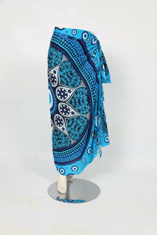 Beste Verkoop ✨ Om Namaste Sarong Pareo Saunadoek Wikkeljurk - 503 - Blauwe Mandala - Griekse Stijl ✔️ 4 Beste Verkoop ✨ Om Namaste Sarong Pareo Saunadoek Wikkeljurk - 503 - Blauwe Mandala - Griekse Stijl ✔️ - Afbeelding 2